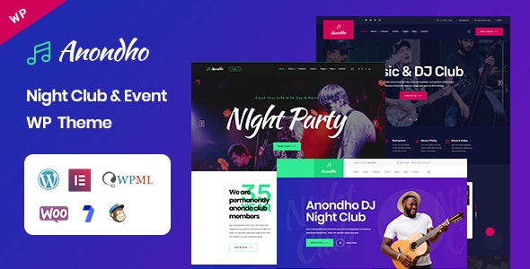 Anondho Elementor WordPress Nightclub Themes